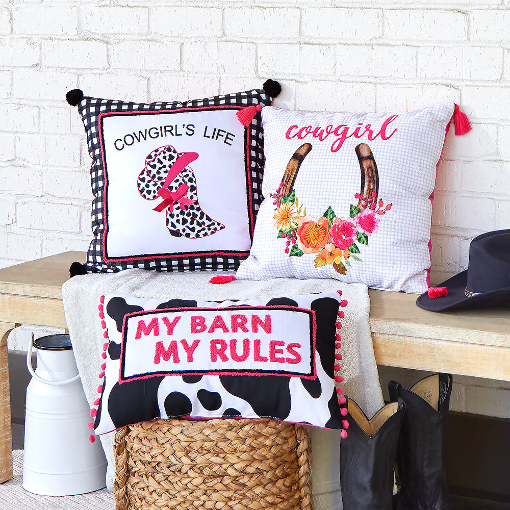Cowgirl Embroidered Decorative Pillow