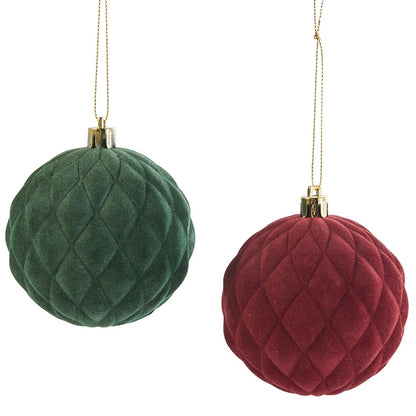 Set of 2 Diamond Velvet Ball Christmas Ornaments