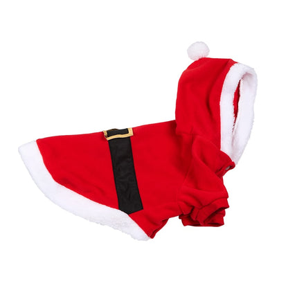Pet Santa Or Reindeer Plush Fabric Costume With Hood