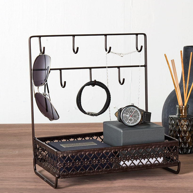 Dresser Top Organizer with Hooks#select-color_brown