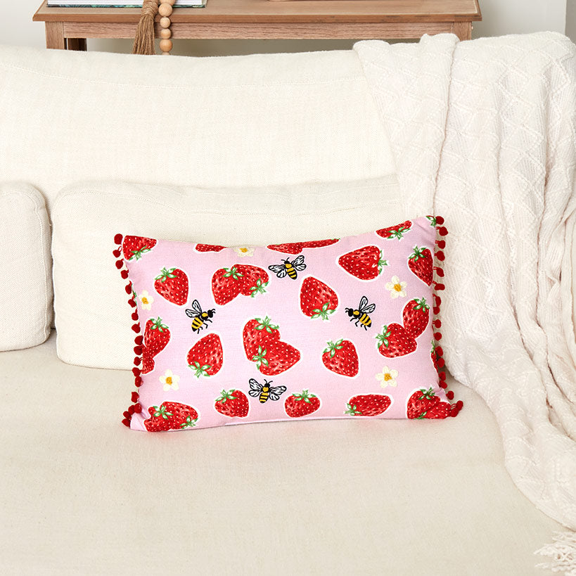 Strawberry Garden Embroidered Decorative Pillow#select-pillow_bee