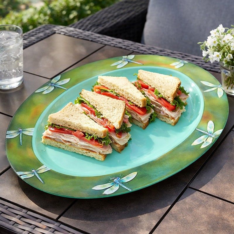 Charming Green Dragonfly Serving Platter in Melamine