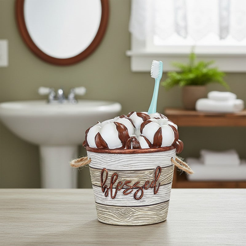 Cotton Boll Toothbrush Holder