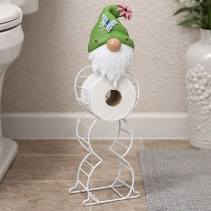 Garden Gnome Metal Toilet Paper Holder