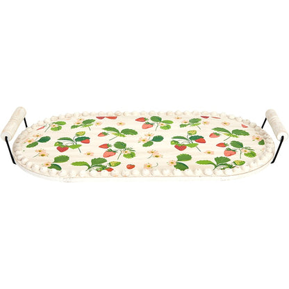 Fresh off the Vine Strawberry Pattern Plates or Beaded Wooden Serving Tray