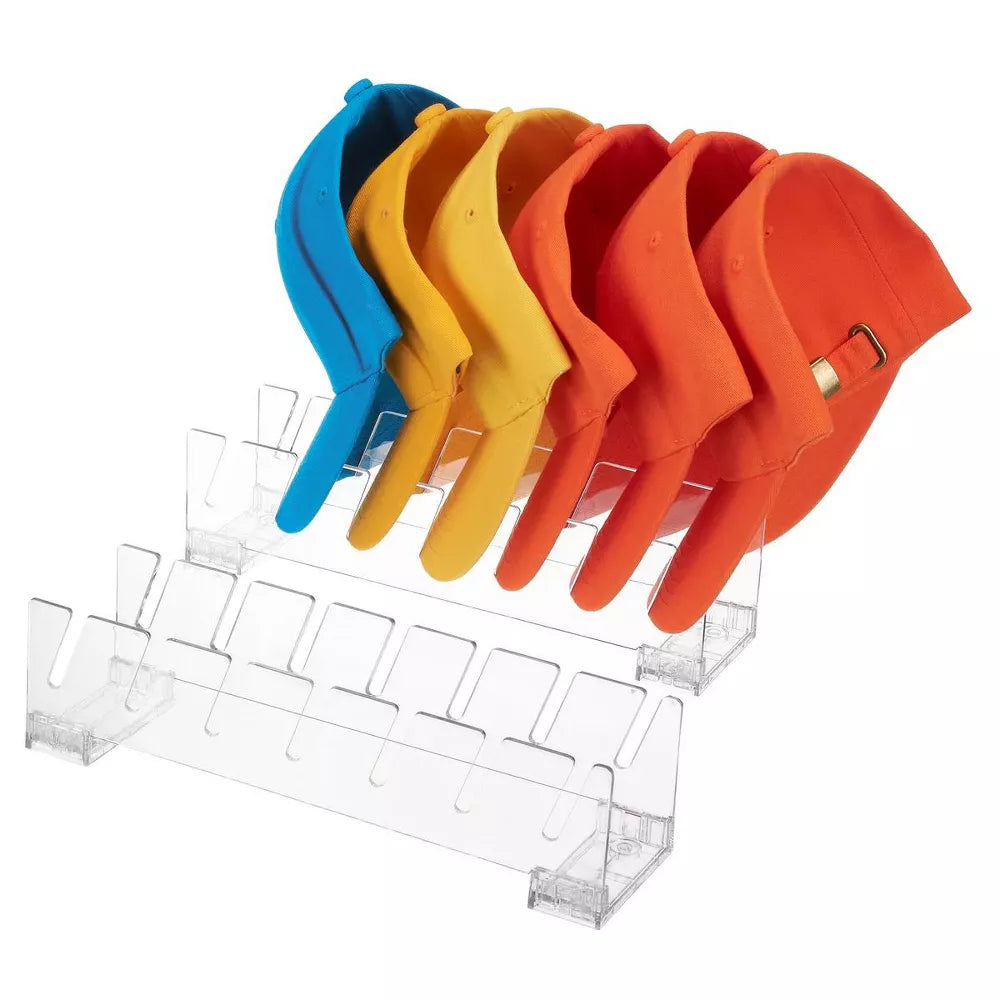 2 Pack Hat Organizer Stand for Up to 14 Baseball Caps – Freestanding Cap Storage Rack & Display Holder