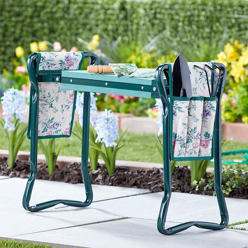 Garden Planting Bench 2 In 1 With Knee Saver And Tool Organizer