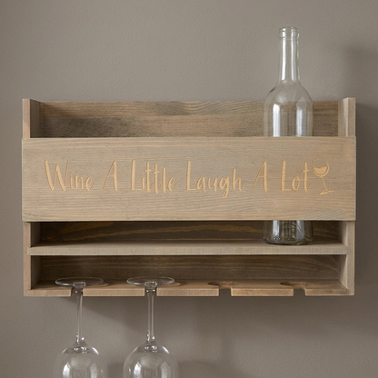 Wine Rack with Wine Glass Storage, Wall-Mounted