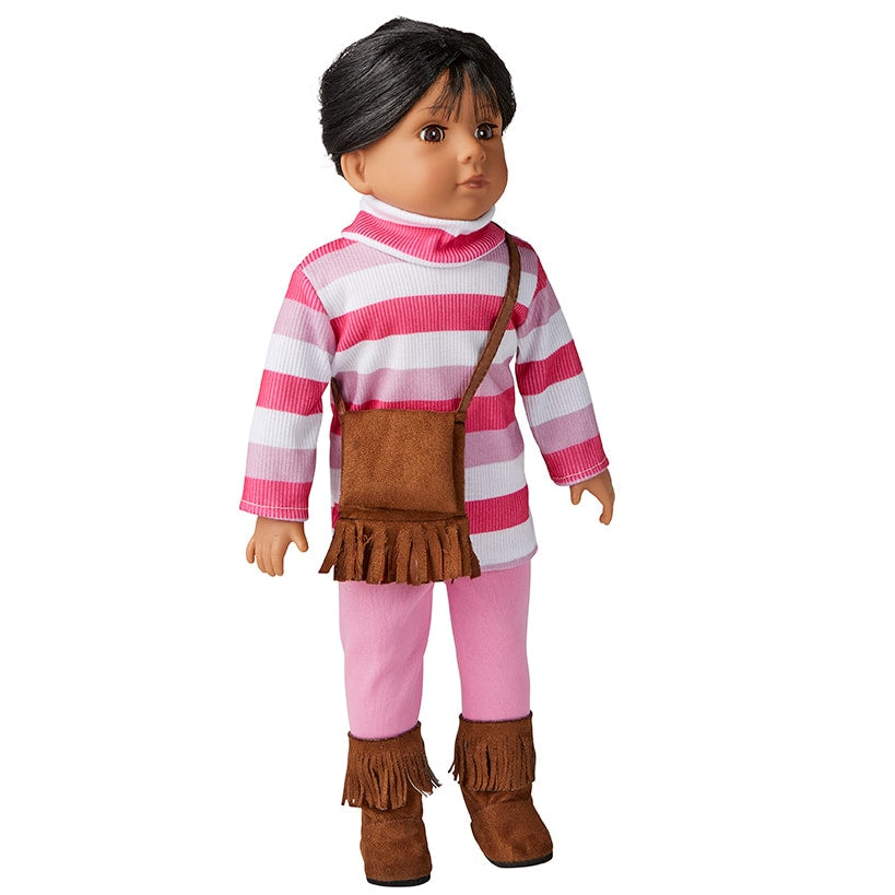 Life-Like Girl Doll With Casual Outfit, 18"#select-doll_black-hair-with-purse