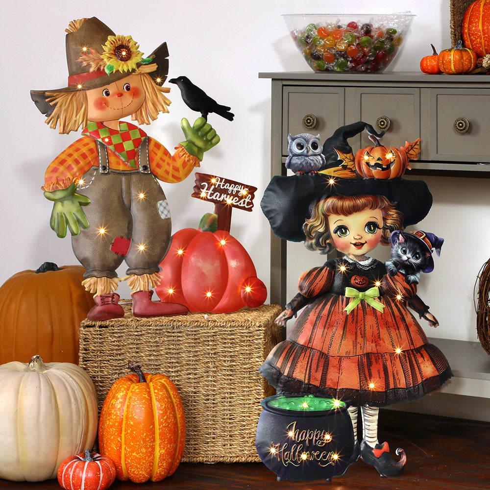 Halloween Lighted Standing Witch Porch & Indoor Greeter
