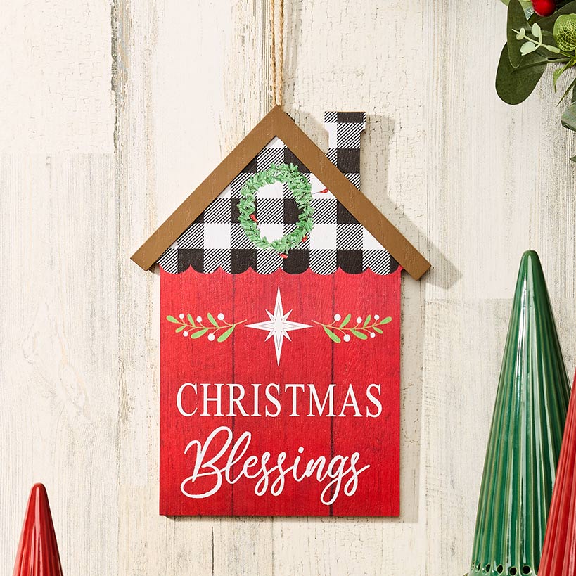 Christmas Hanging Home Sentiment Wall Decor - Blessings or Christmas#select-sentiment_blessings
