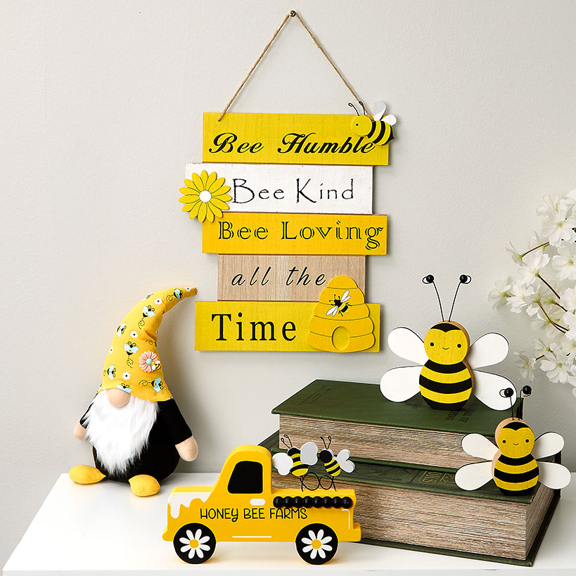 Rustic Bee Wall Sign With Uplifting Messages