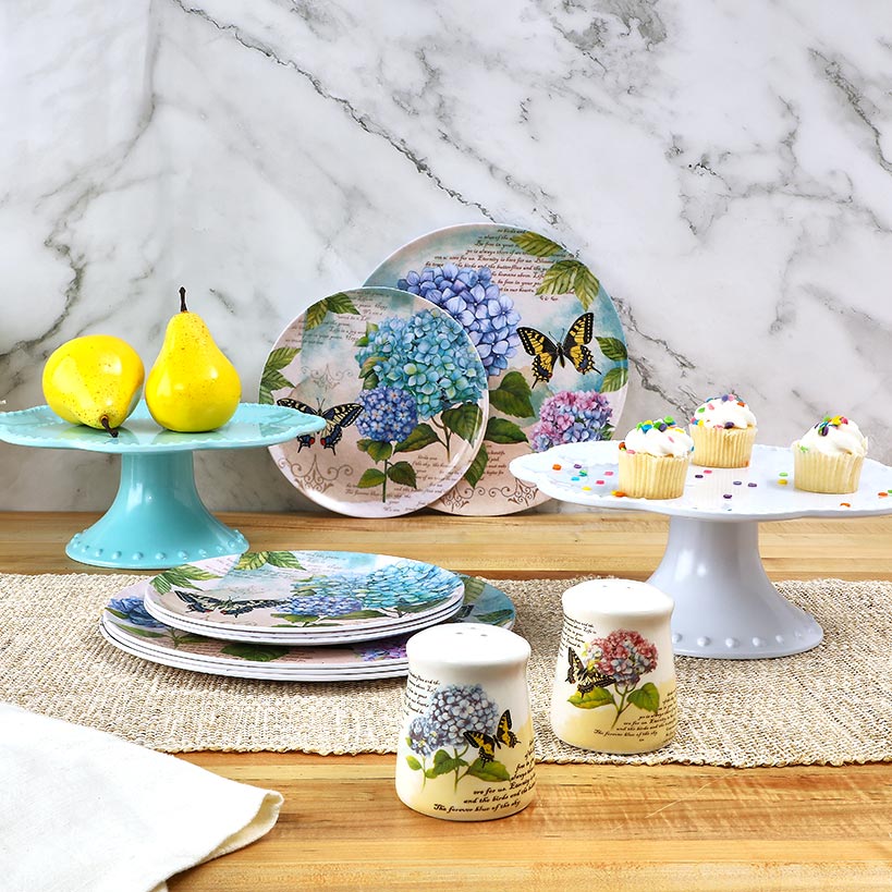 Hydrangea & Butterfly Dinner Plates - Set of 4