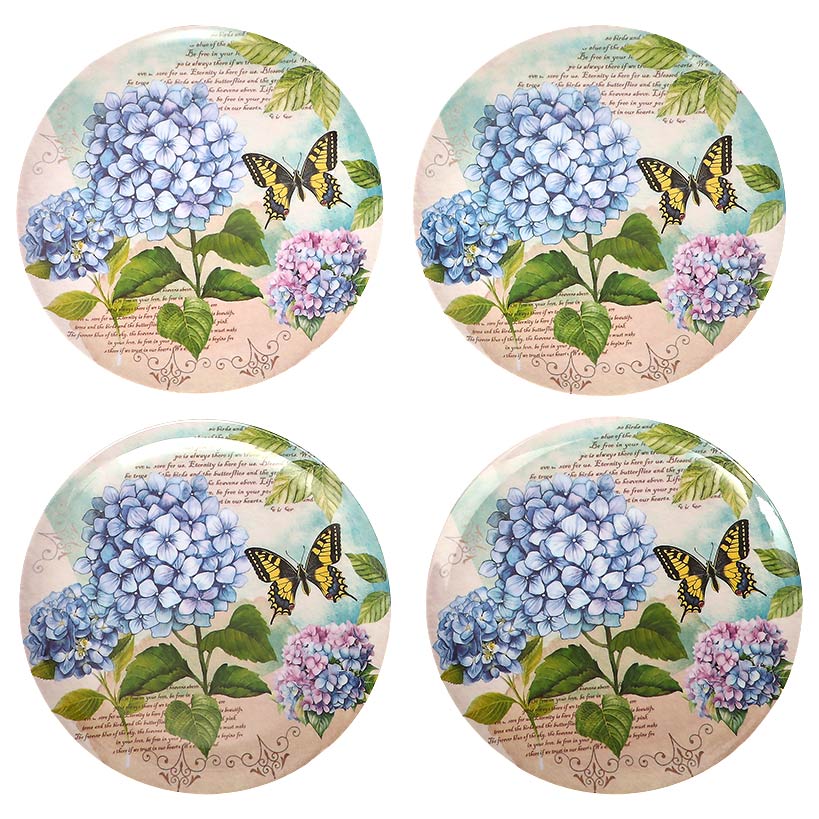 Hydrangea & Butterfly Dinner Plates - Set of 4