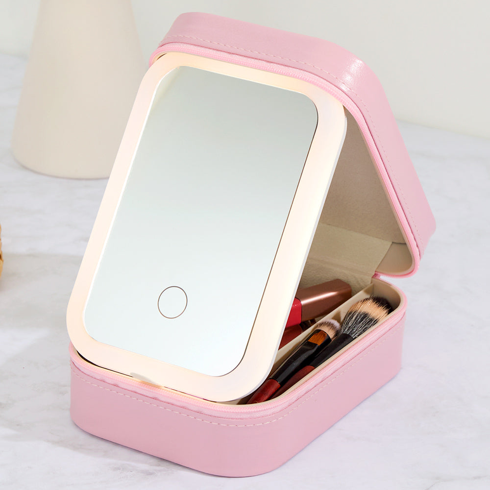 Travel Cosmetic and Makeup Case with LED Mirror