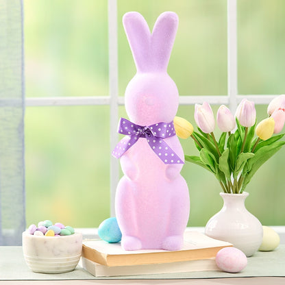 Easter Flocked Lighted Bunny Tabletop Décor - Green, Pink, Or Lavender