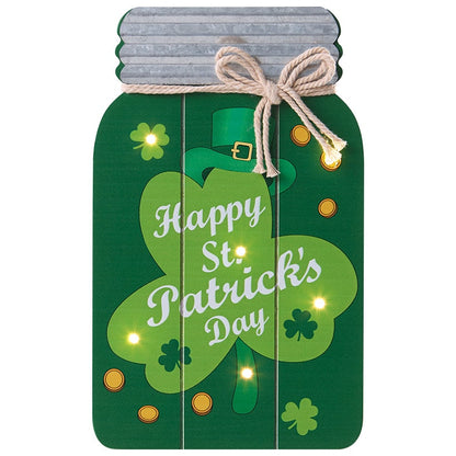 Lighted Mason Jar Wall Plaque With Saying for Valentine's and St Patrick's
