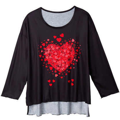 Valentine's Day Heart Long Sleeve T Shirt Black#select-design_love