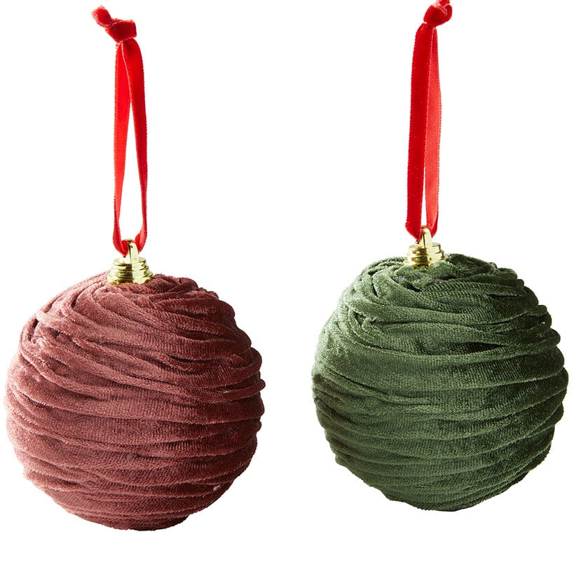 Ruffled Ball Ornaments Set of 2