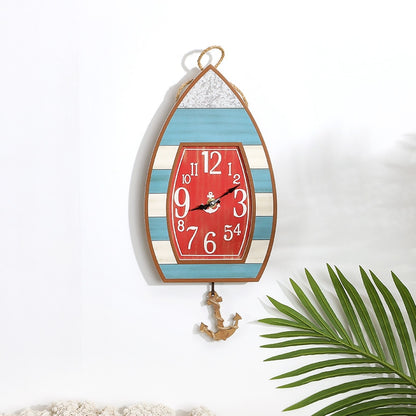 Pendulum Clock Nautical Themed Boat Or Helm Wheel With Anchor