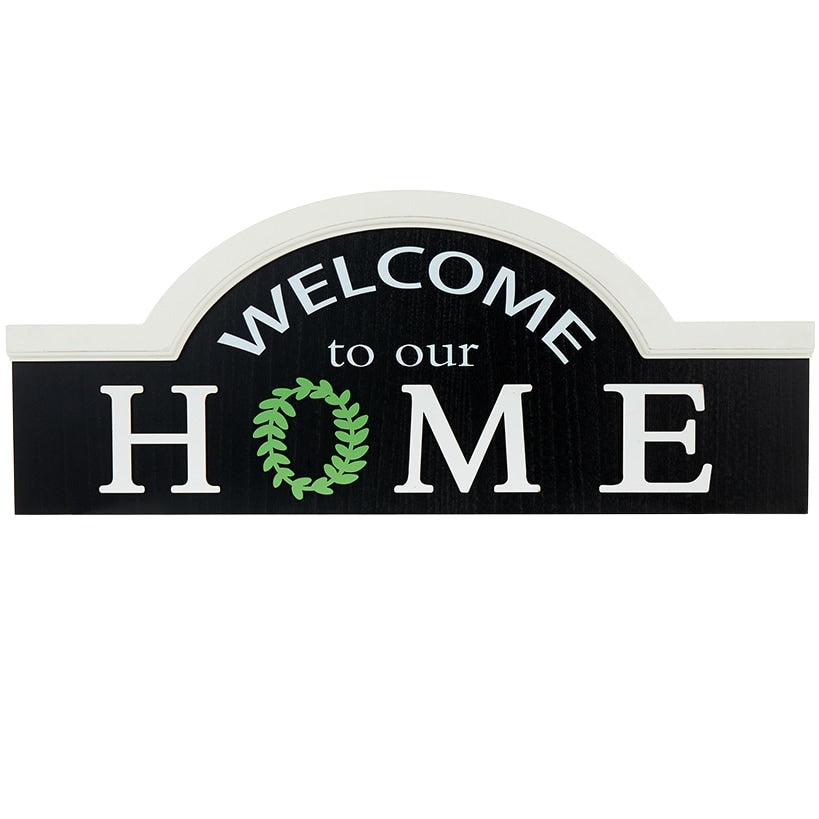Welcome To Our Home Black Doorway Sign