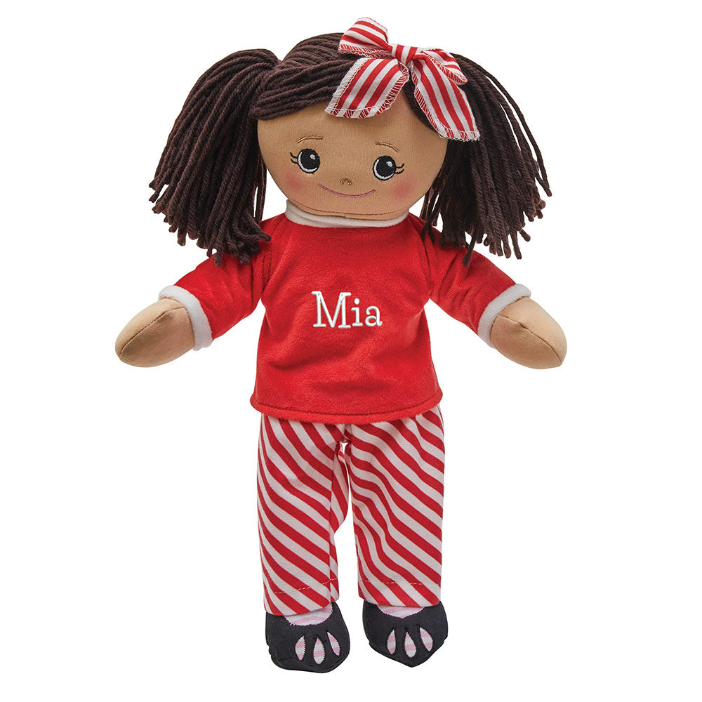 Personalized Rag Doll with Christmas Pajamas