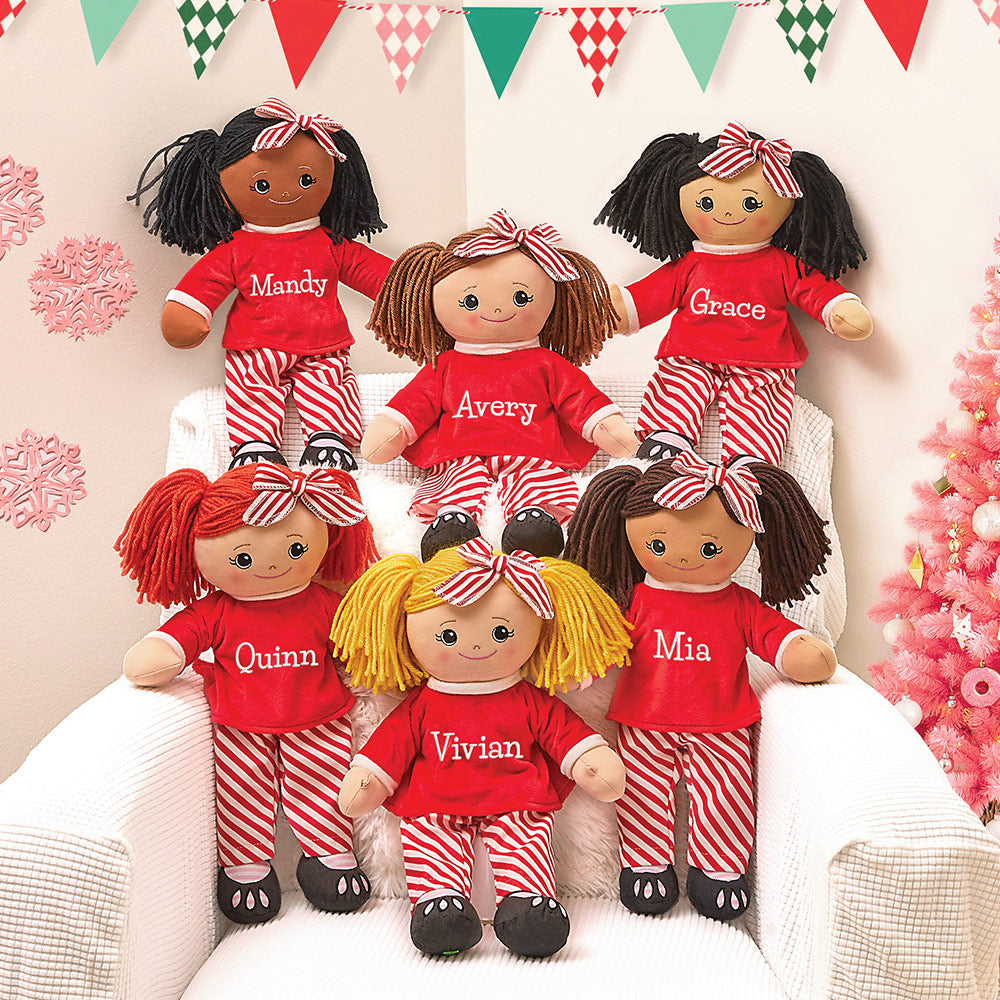 Personalized Rag Doll with Christmas Pajamas
