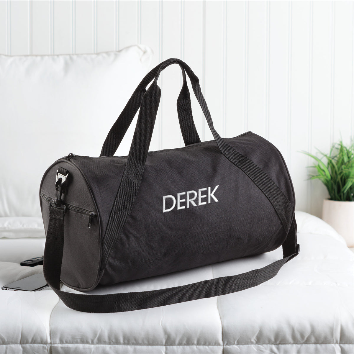 Personalized Travel Bag with White Block Name