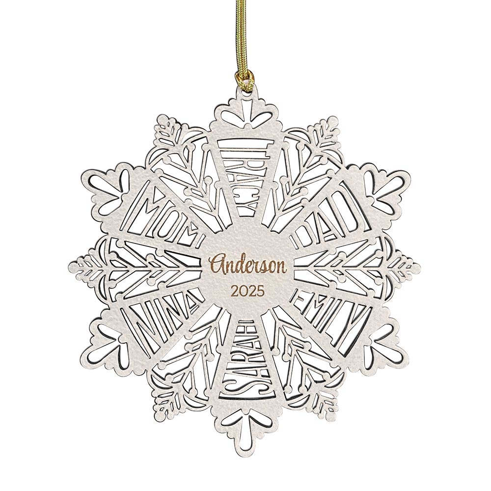 Personalized Snowflake Ornament White Wood