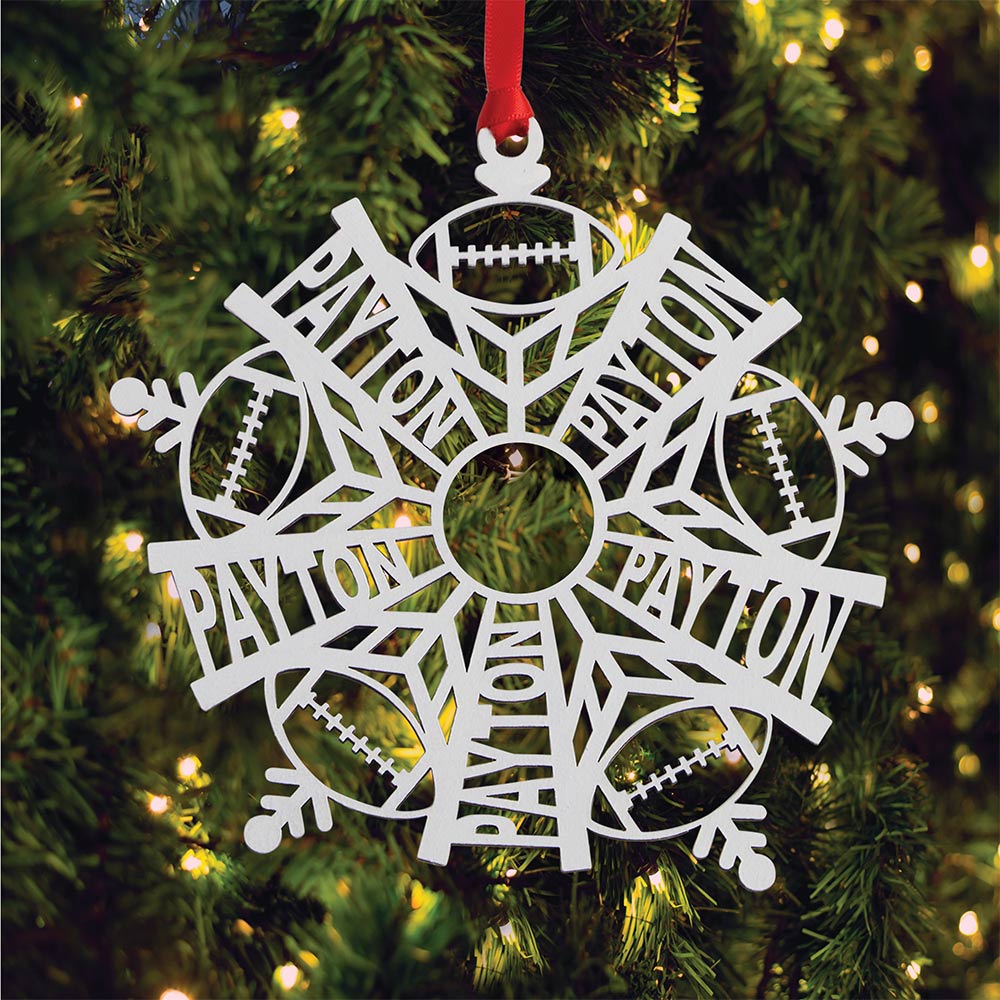 Personalized Snowflake Ornament White Wood