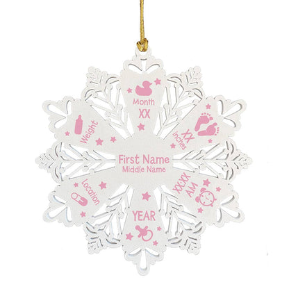 Personalized Snowflake Ornament White Wood