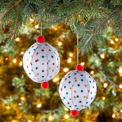 Sets of 2 Patterned Paper Ball Ornaments