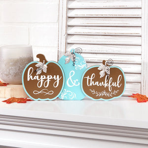 Fall Pumpkin Sentiment Sign-Happy and Thankful