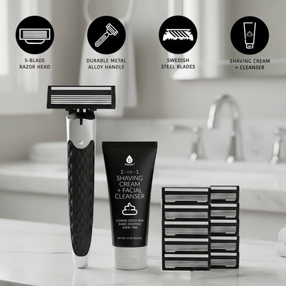 Men’s Complete Grooming Bundle – Premium Shaving Kit & Nose/Ear Hair Trimmer