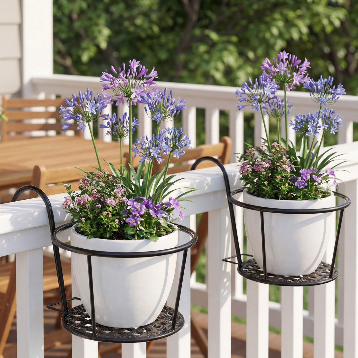 Railing Flower Pot Holders for Balcony or Deck 2 Pk