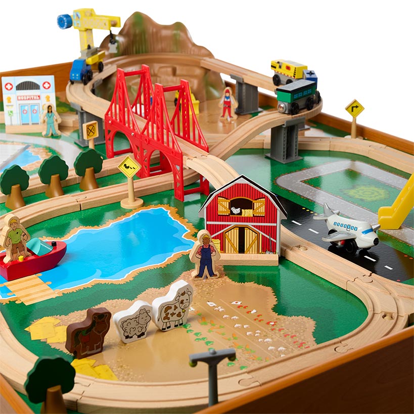 Kidkraft® Ride Around Town Train Set and Table - 100-Piece Adventure