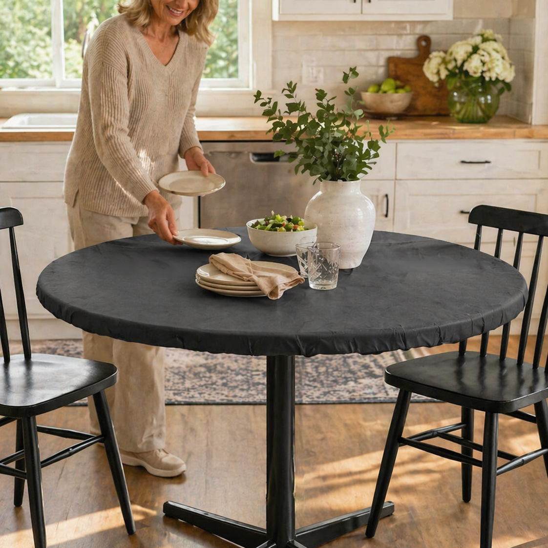 Round Solid Color Custom Fit Tablecloth