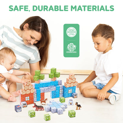 Contixo ST13 Magnetic Blocks, 100 PCS Magnetic Building Cube Game, Sensory Toys for Boys & Girls, STEM Stacking Toy Gifts for Age 3-12
