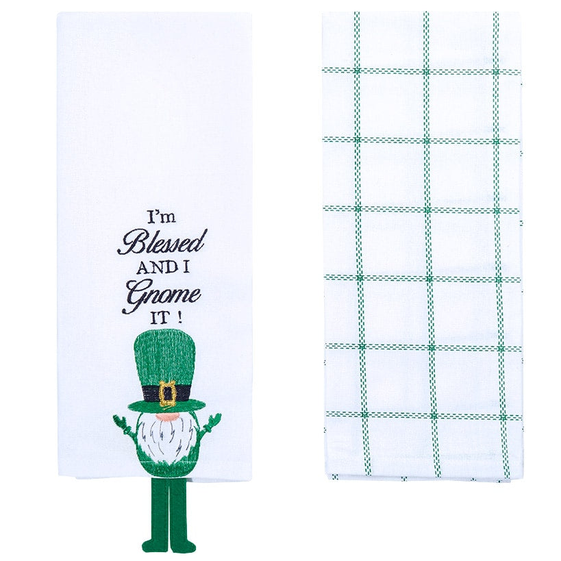 St Patrick's Day Embroidered Kitchen Towels, Set of 2