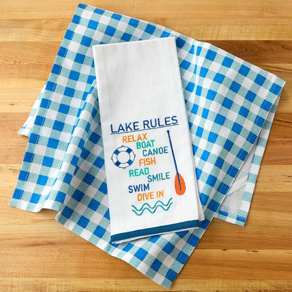 Lake Themed Embroidered Kitchen Towels, Set of 2