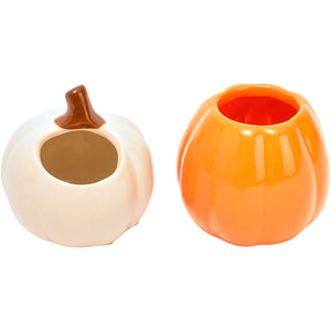 Fall Orange and White Pumpkin Toothpick Holders - Set of 2
