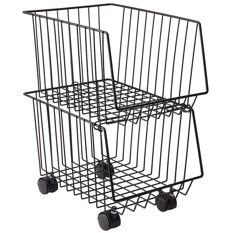 Metal Deep Stackable Storage Bins with Wheels