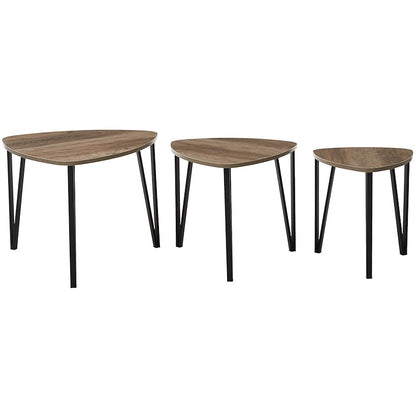 Industrial-Style Nesting Coffee End Tables - Set of 3