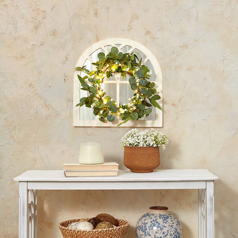 Lighted Country Wall Mirrors with Wreath - Single or Double#select-wreath_single