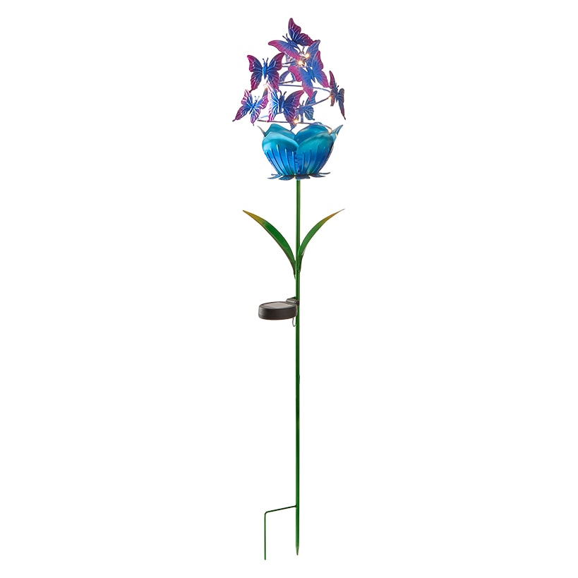 Solar Powered Flower Garden Stake with Butterflies