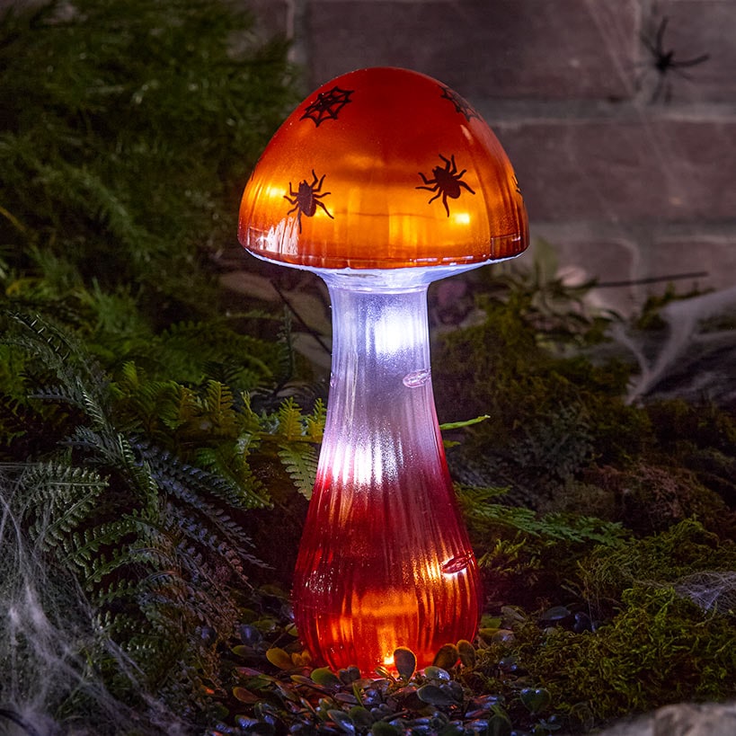 Halloween Mushroom Solar Stake Themed In Orange Purple And Green#select-color_orange