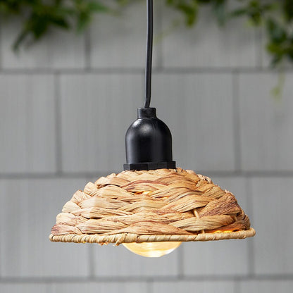 Solar-Powered Small Rattan Pendant – Natural and Brown