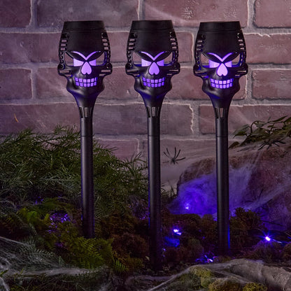 Halloween Skull Stake Solar In Orange Or Purple#select-color_purple