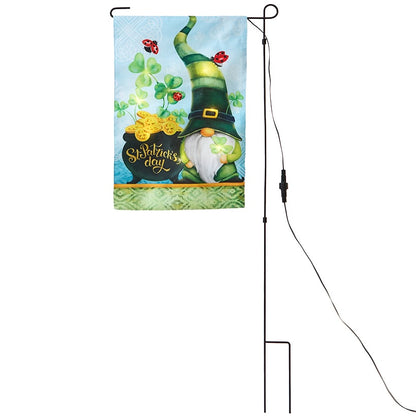 Solar Gnome Flag for St. Patrick's Day with Pole