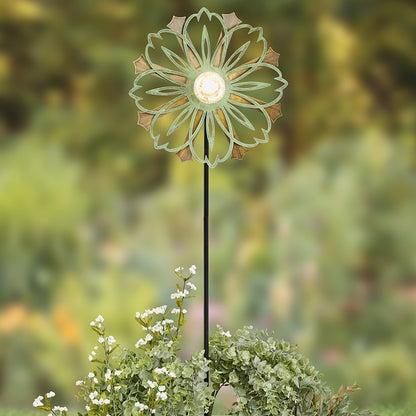 Solar-Powered Wind Spinner – Multi-Color Copper and Blue for Gardens